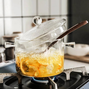 Transparent Glass Cooking Pot with Lid